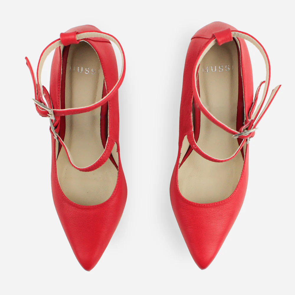 Tacones constance de cuero para mujer - Rojo - Image 4