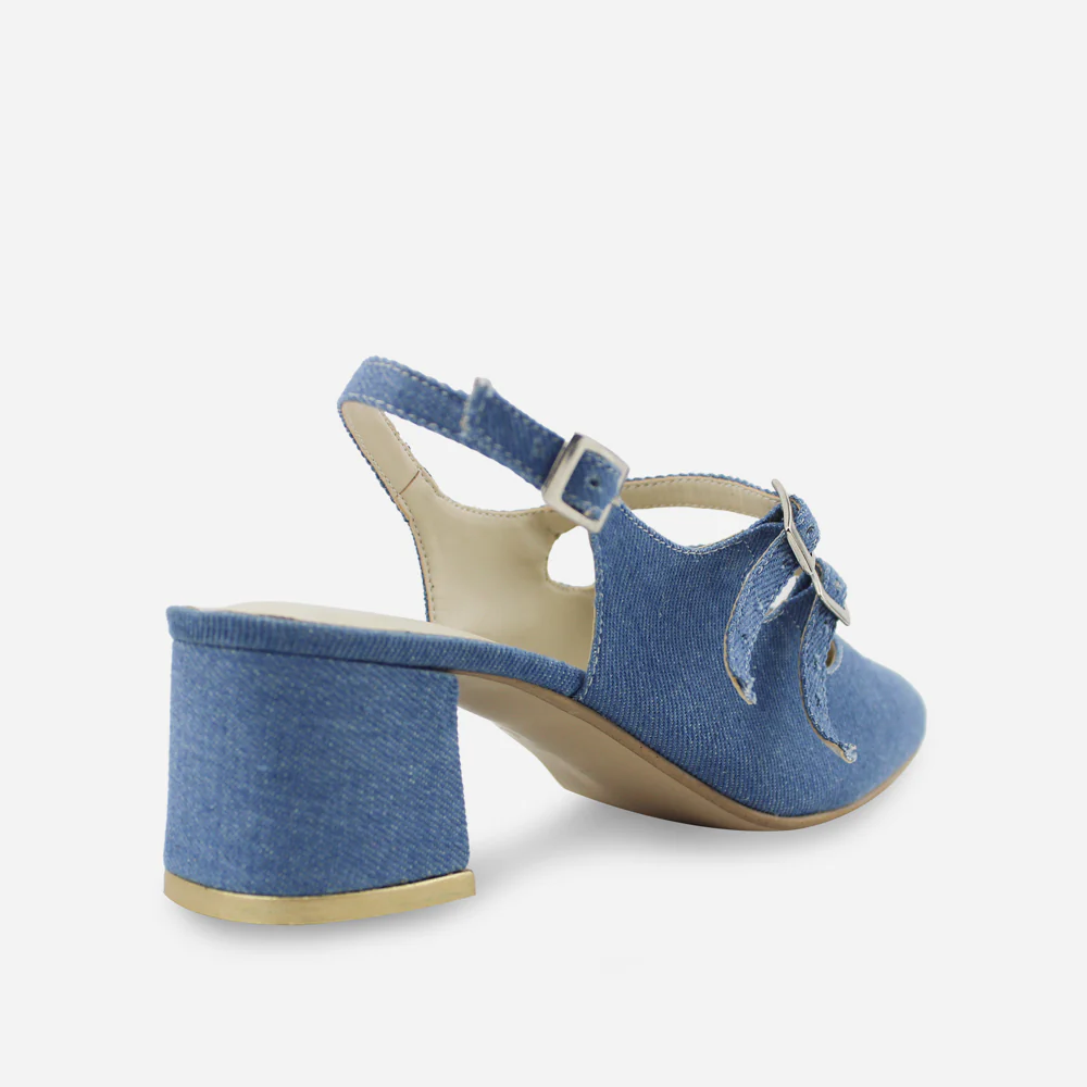 Tacones denim de textil para mujer - Azul - Image 3