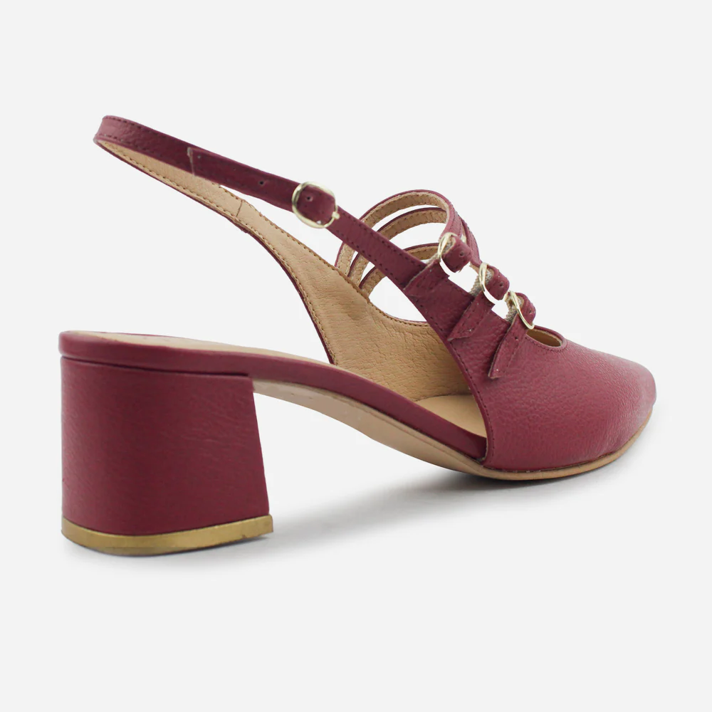 Tacones emily de cuero para mujer - Vino - Image 2