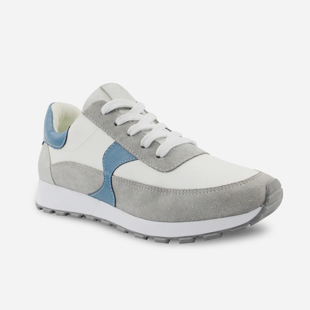 Tenis con plataforma cielo de cuero para mujer - Blanco - Image 2