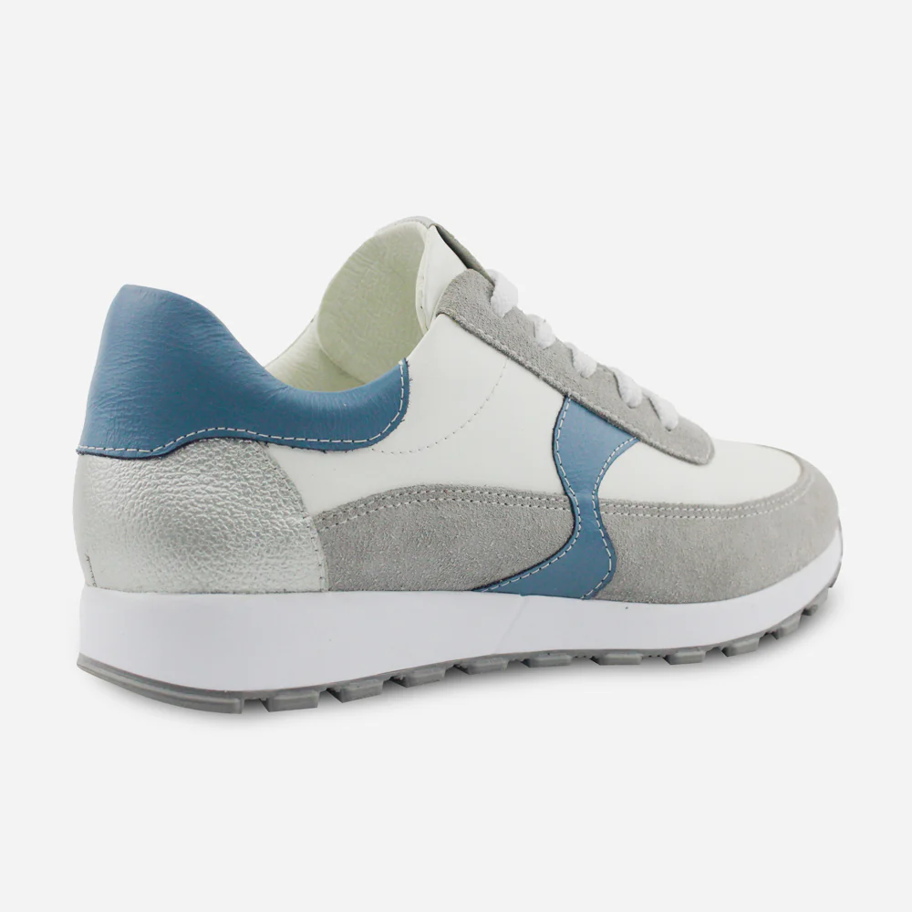 Tenis con plataforma cielo de cuero para mujer - Blanco - Image 3