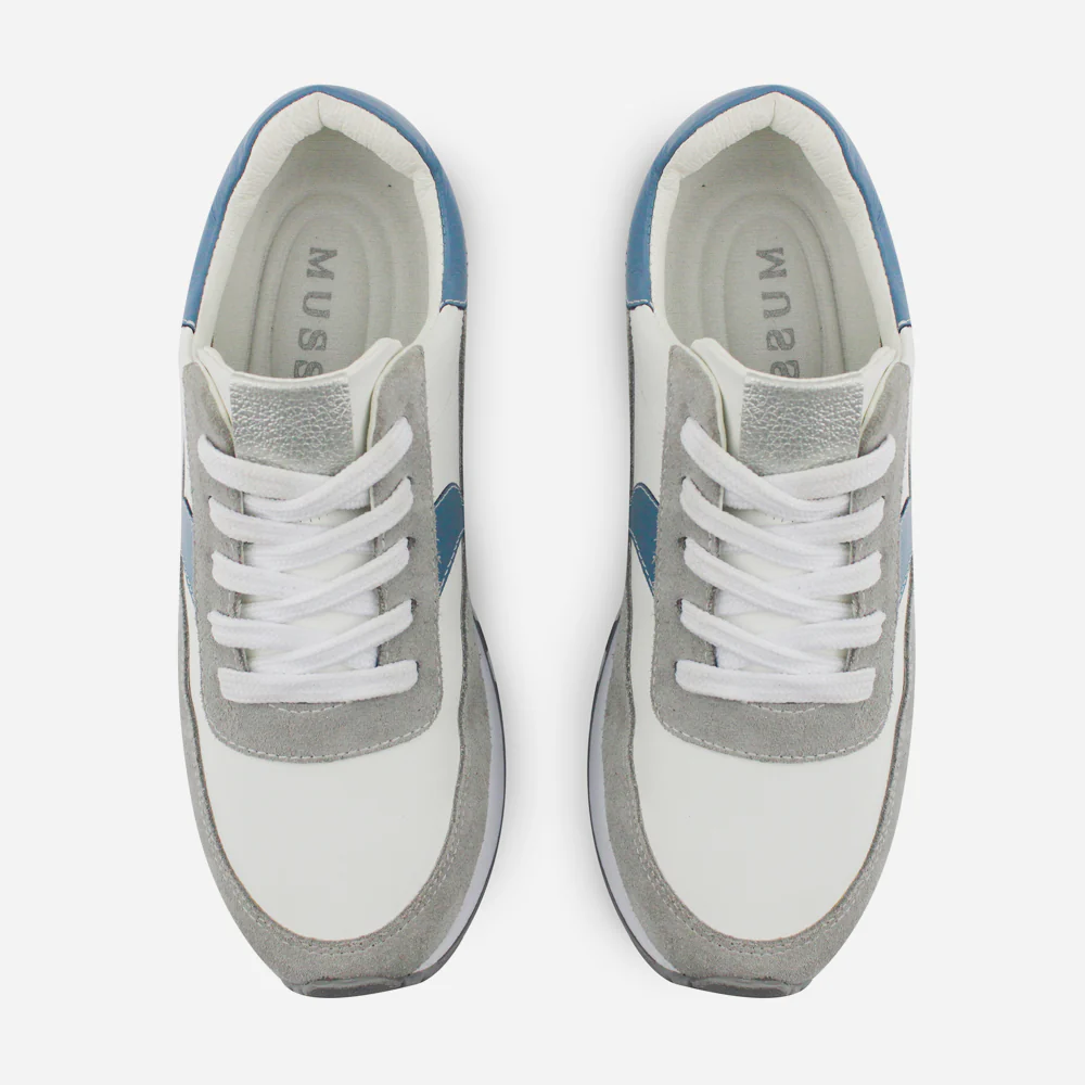 Tenis con plataforma cielo de cuero para mujer - Blanco - Image 4