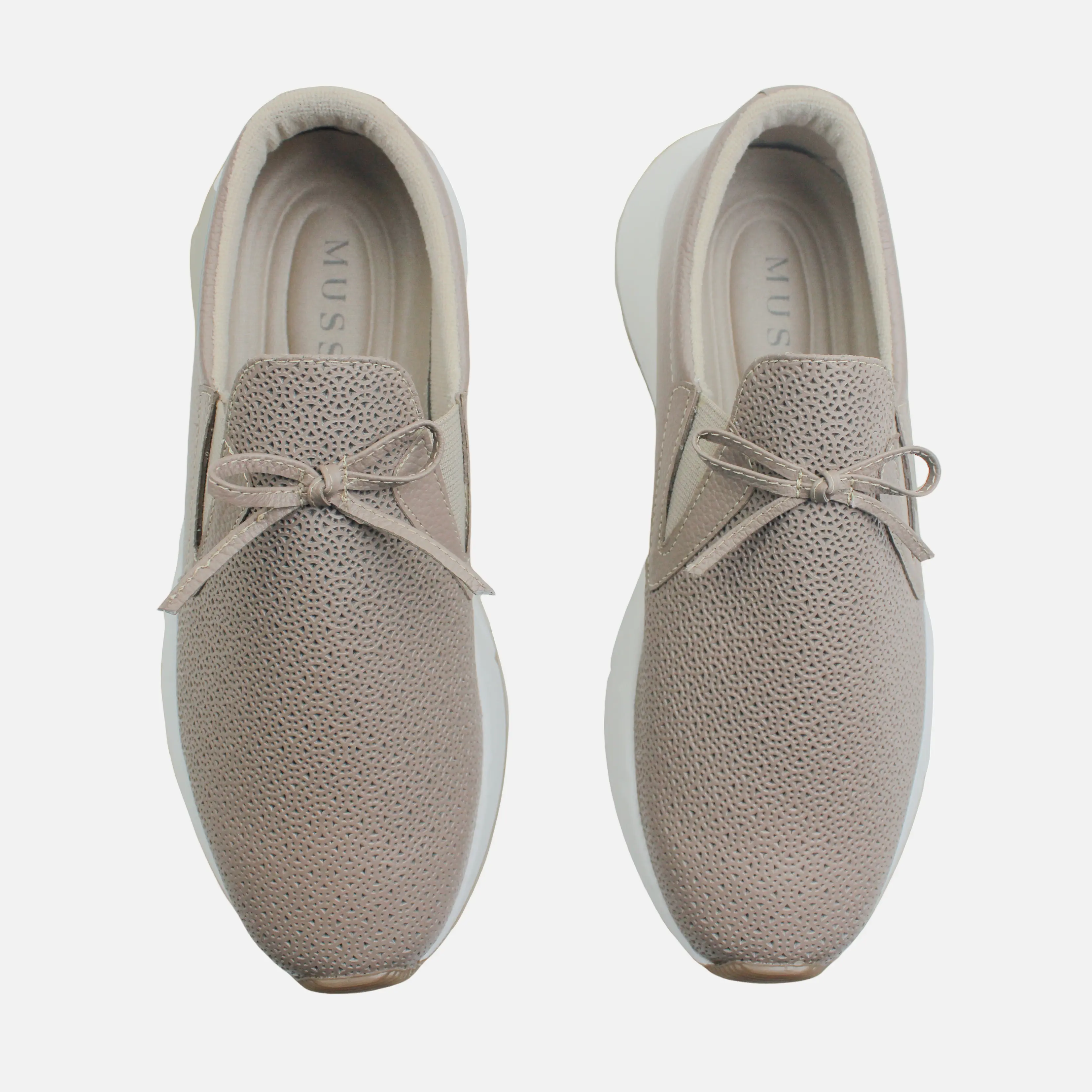 Tenis con plataforma emree de cuero para mujer - Taupe - Image 4