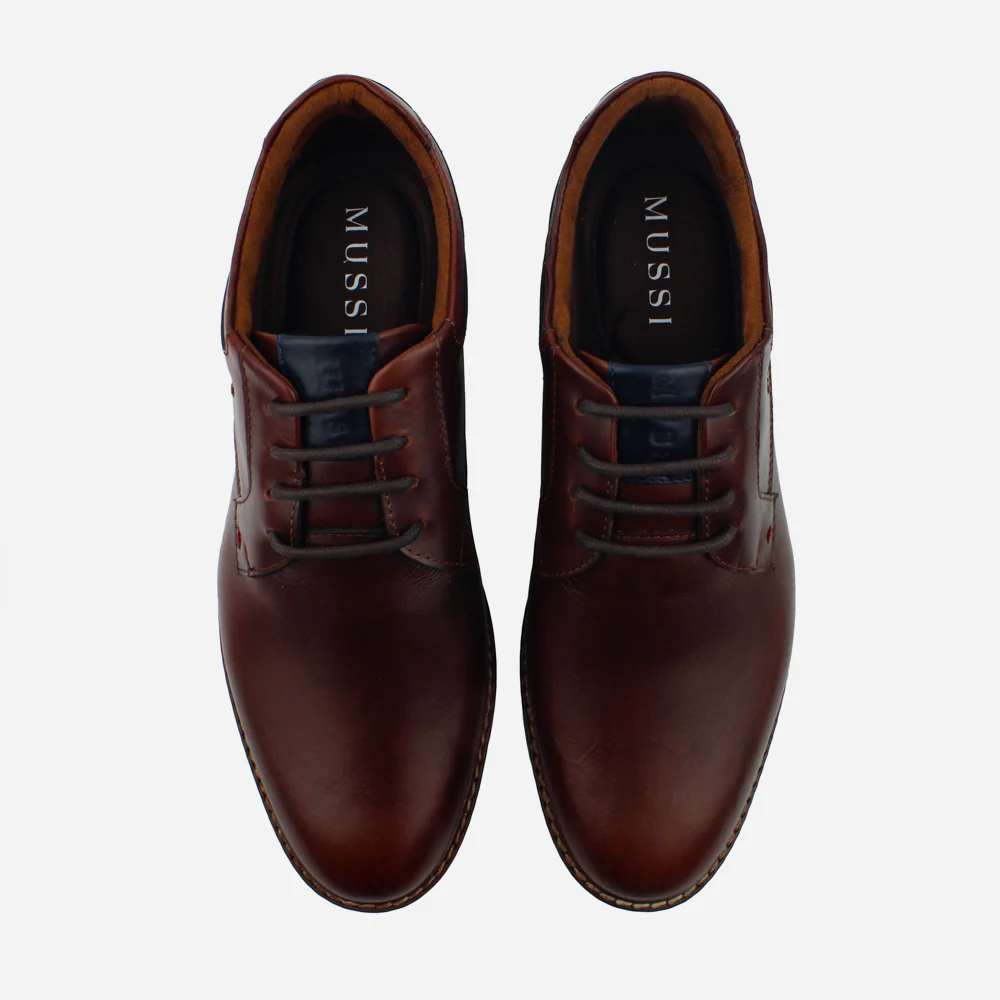 Tenis Oxfords mauri de cuero graso para hombre - Café - Image 4