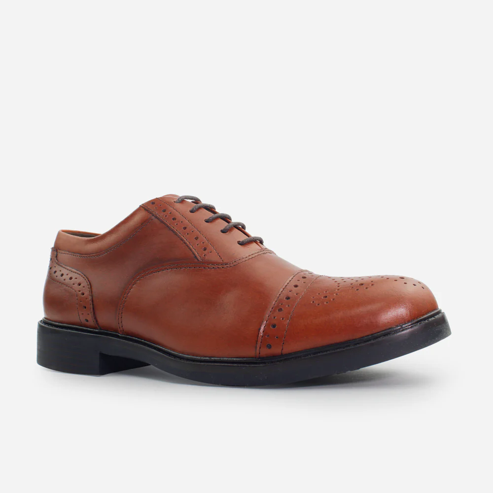 Tenis Oxfords perseo de cuero graso para hombre - Miel - Image 2