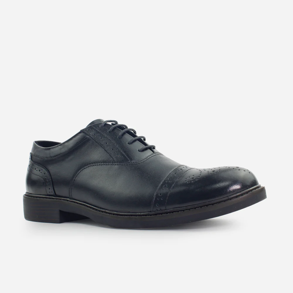 Tenis Oxfords perseo de cuero para hombre - Negro - Image 2