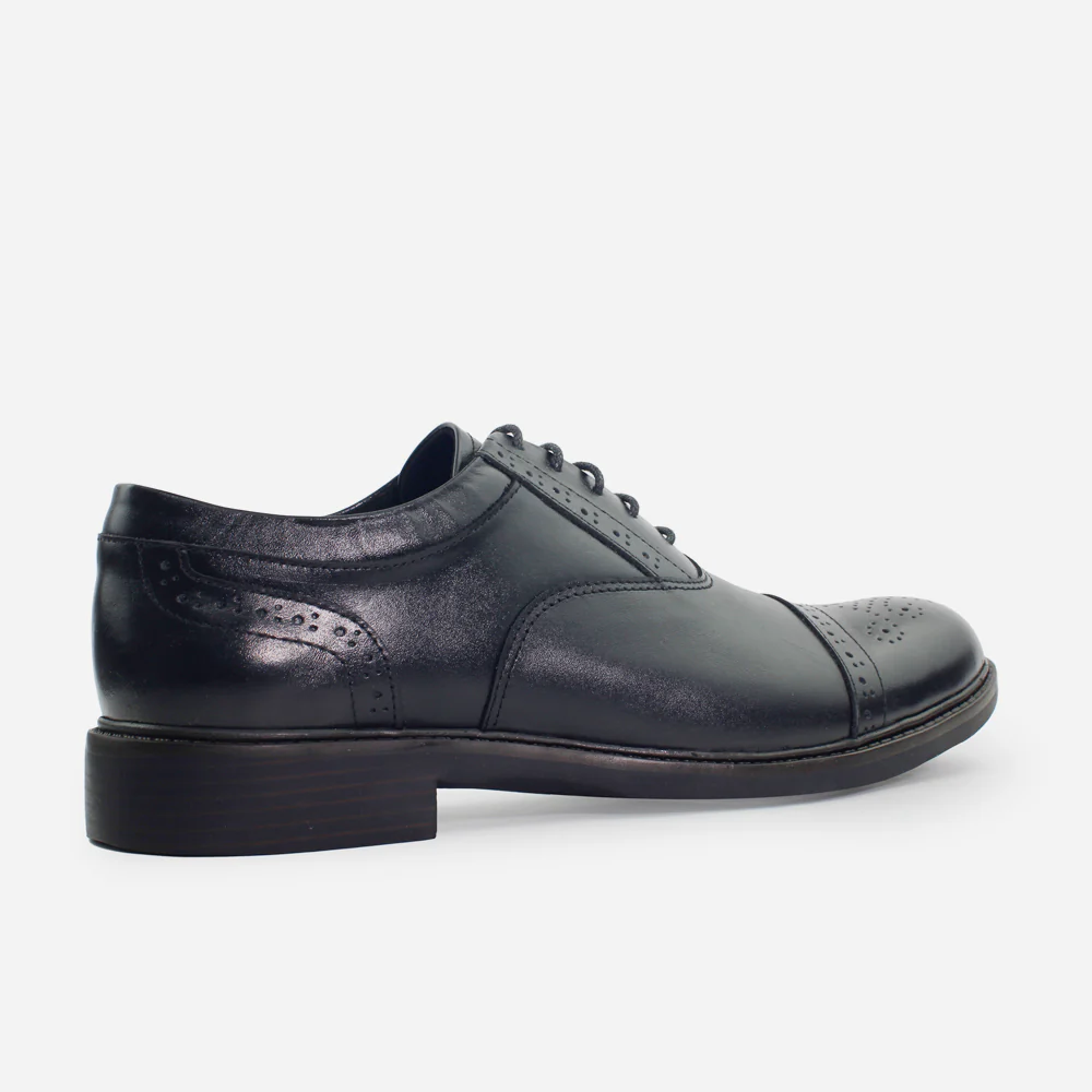 Tenis Oxfords perseo de cuero para hombre - Negro - Image 3