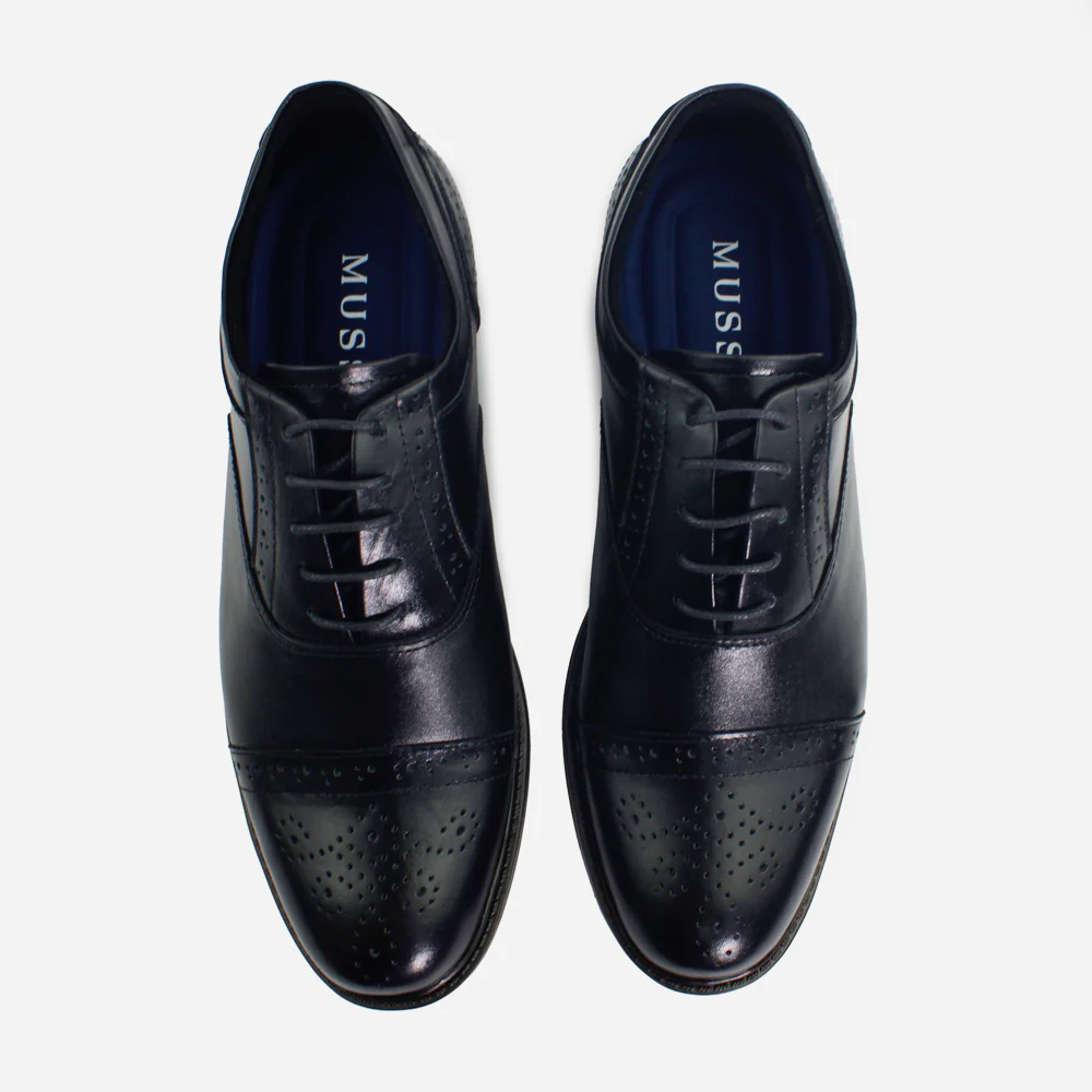 Tenis Oxfords perseo de cuero para hombre - Negro - Image 4