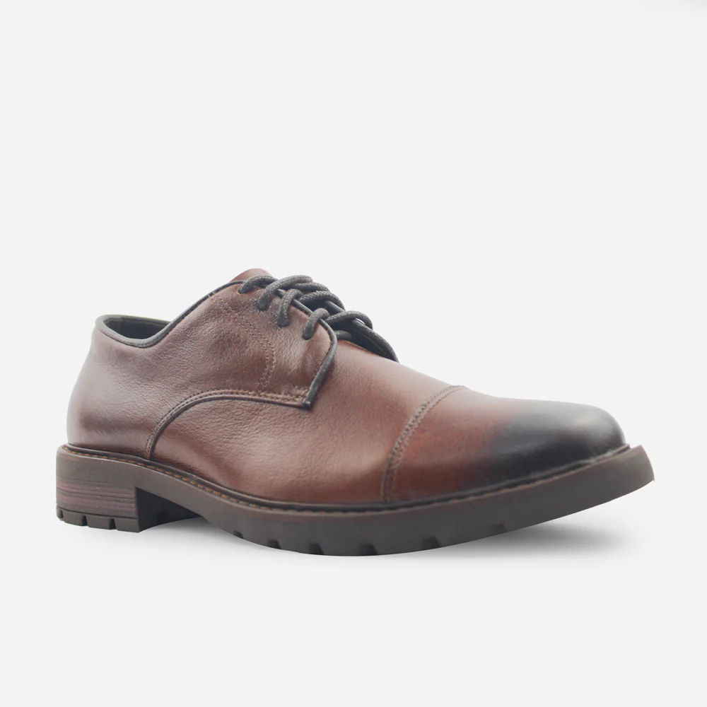 Tenis Oxfords zeus de cuero graso para hombre - Miel - Image 2