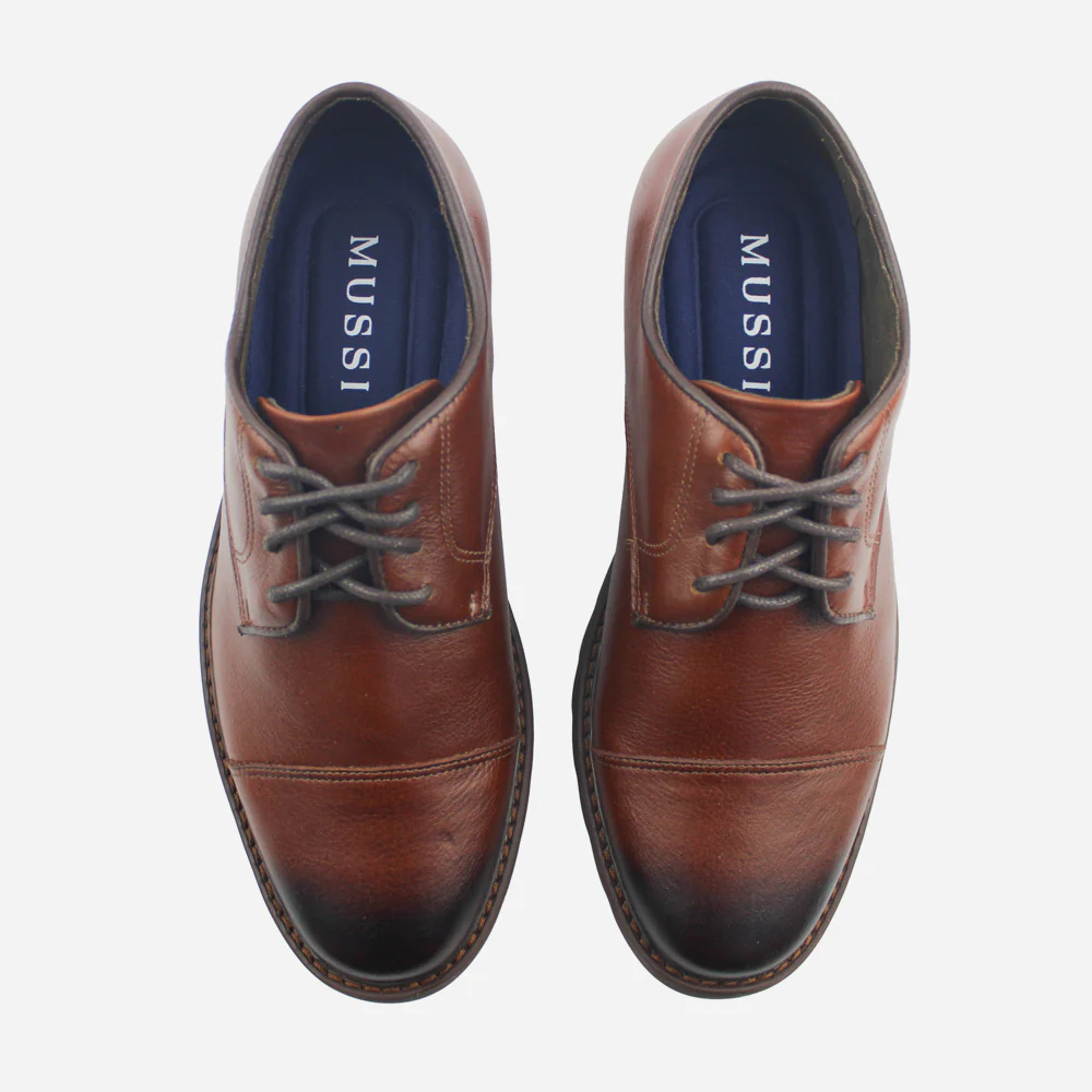 Tenis Oxfords zeus de cuero graso para hombre - Miel - Image 4