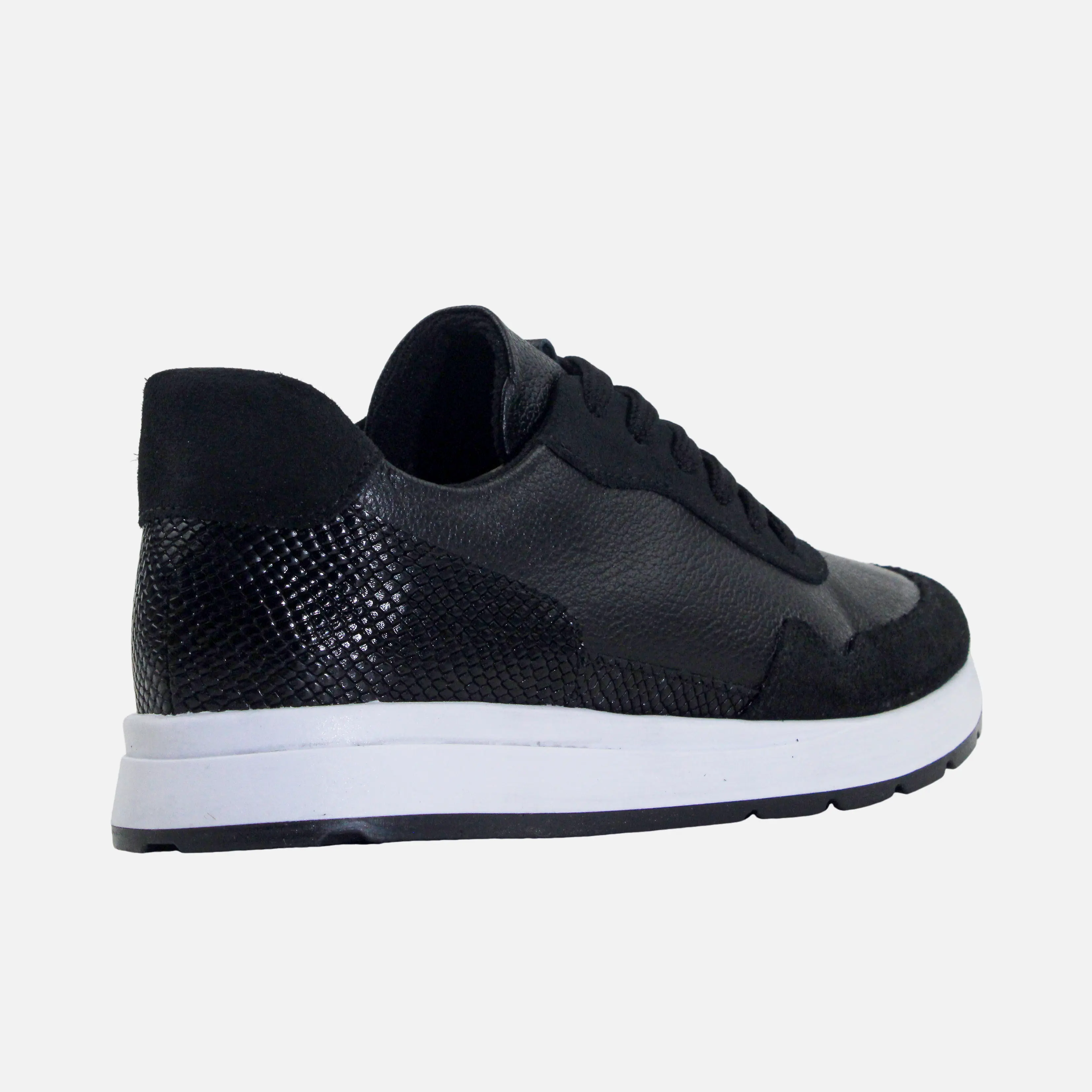 Tenis priscilla de cuero para mujer - Negro - Image 3