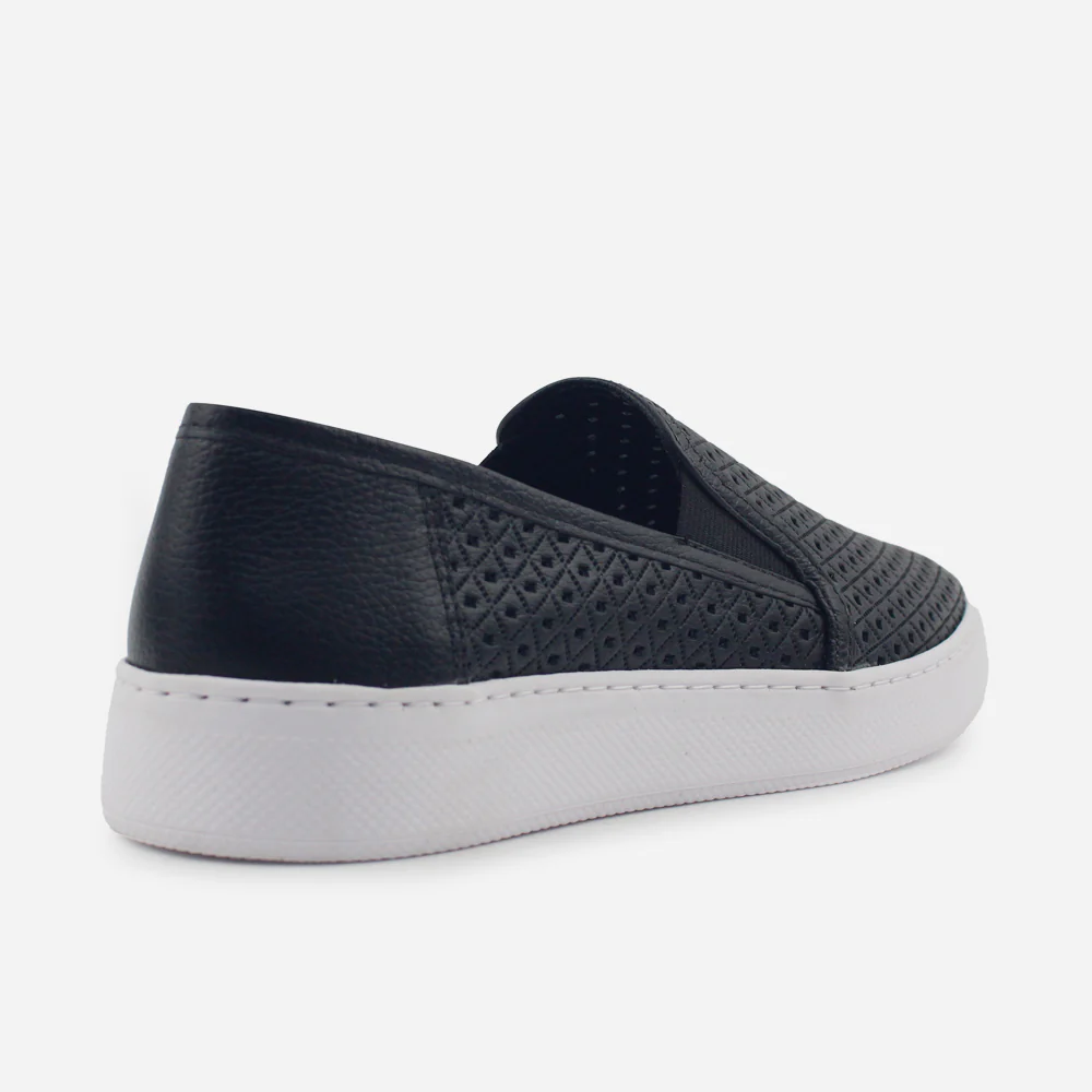 Tenis Sin Cordones odina de cuero para mujer - Negro - Image 3