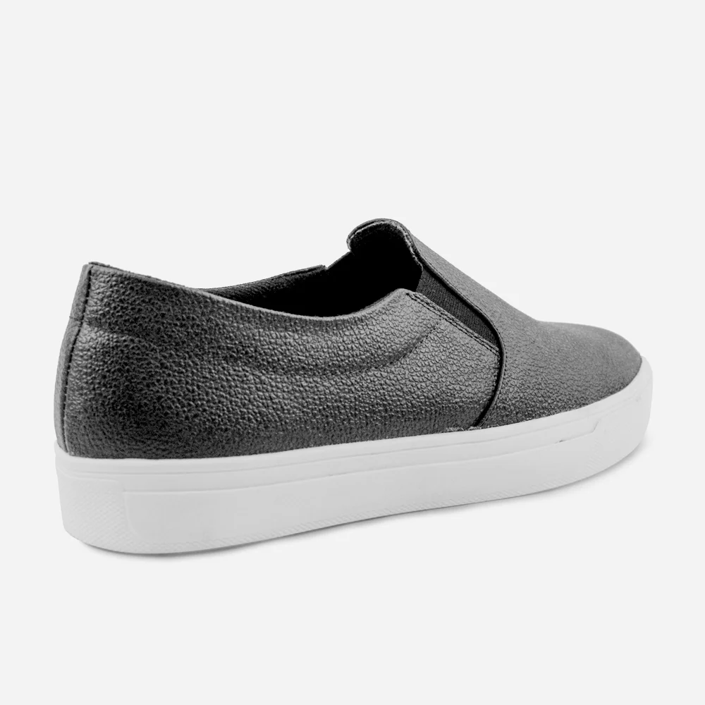 Tenis Sin Cordones rosetta de cuero para mujer - Negro - Image 3