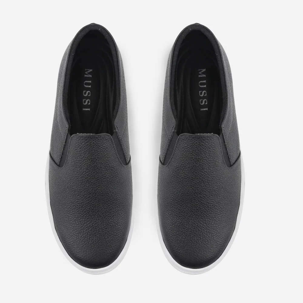 Tenis Sin Cordones rosetta de cuero para mujer - Negro - Image 4
