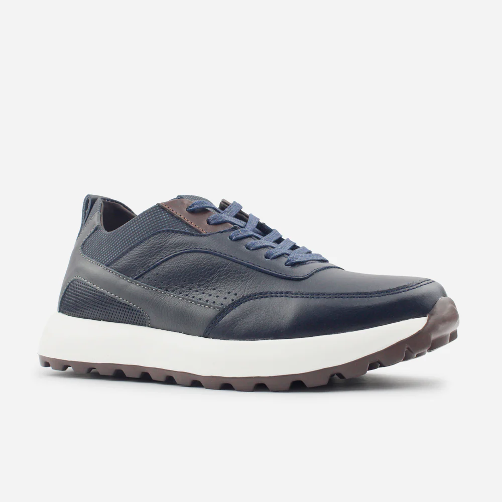 Tenis Sneakers alan de cuero para hombre - Azul - Image 2