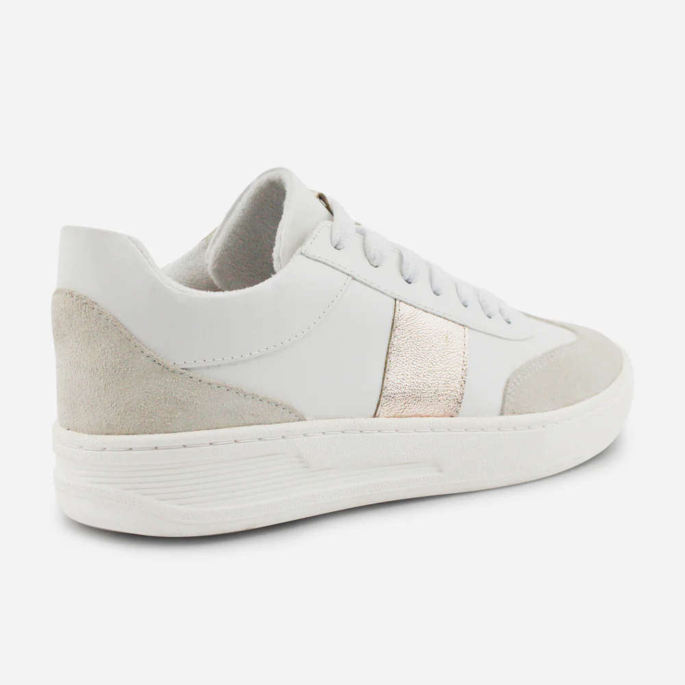 Tenis Sneakers annie de cuero carnaza para mujer - Blanco - Image 3