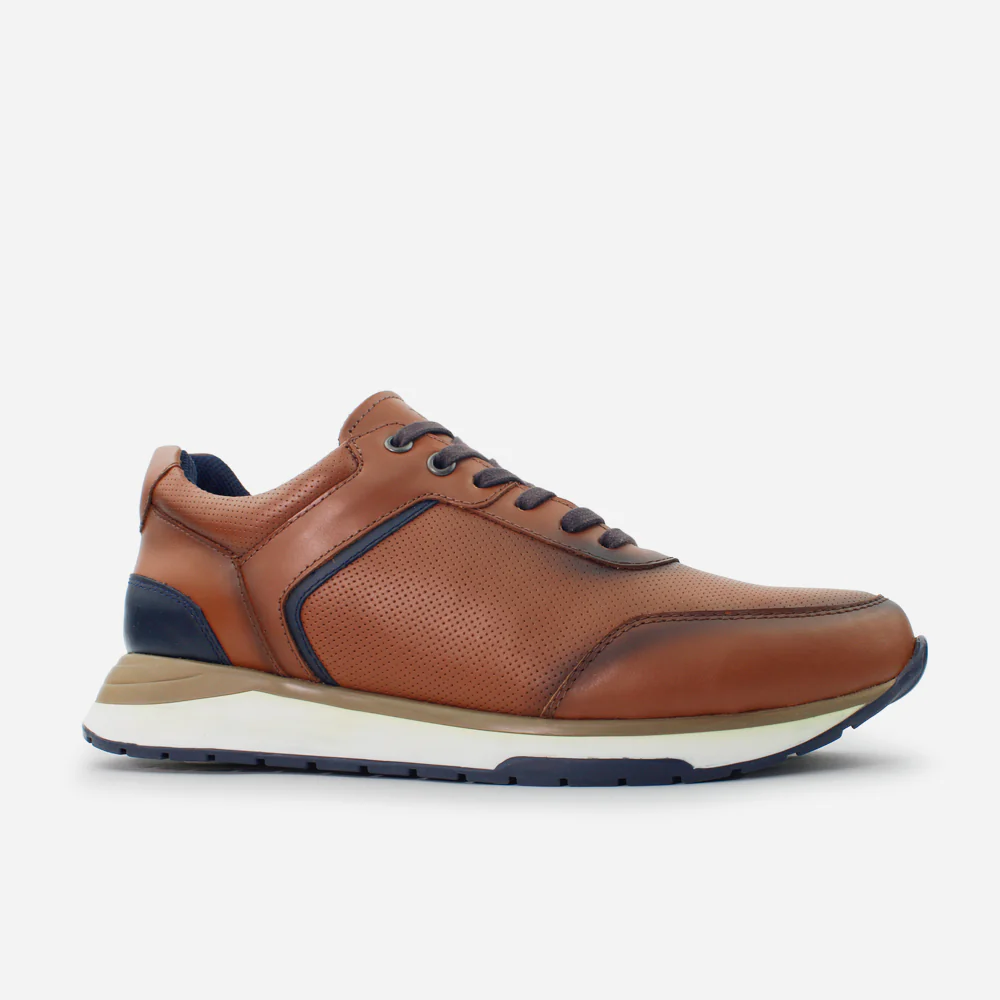 Tenis Sneakers aria de cuero graso para hombre - Miel - Image 2