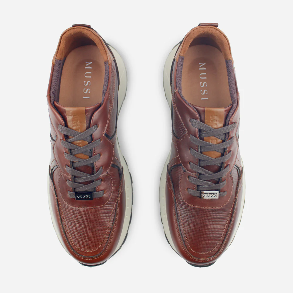 Tenis Sneakers arthur de cuero graso para hombre - Café - Image 4