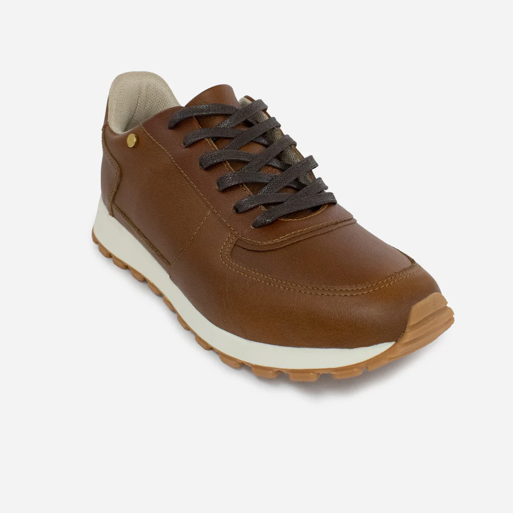 Tenis Sneakers borba de cuero graso para mujer - Miel - Image 2