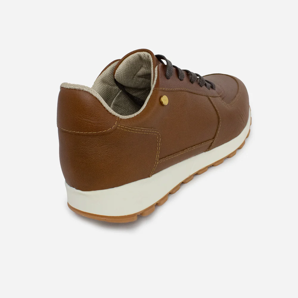 Tenis Sneakers borba de cuero graso para mujer - Miel - Image 3