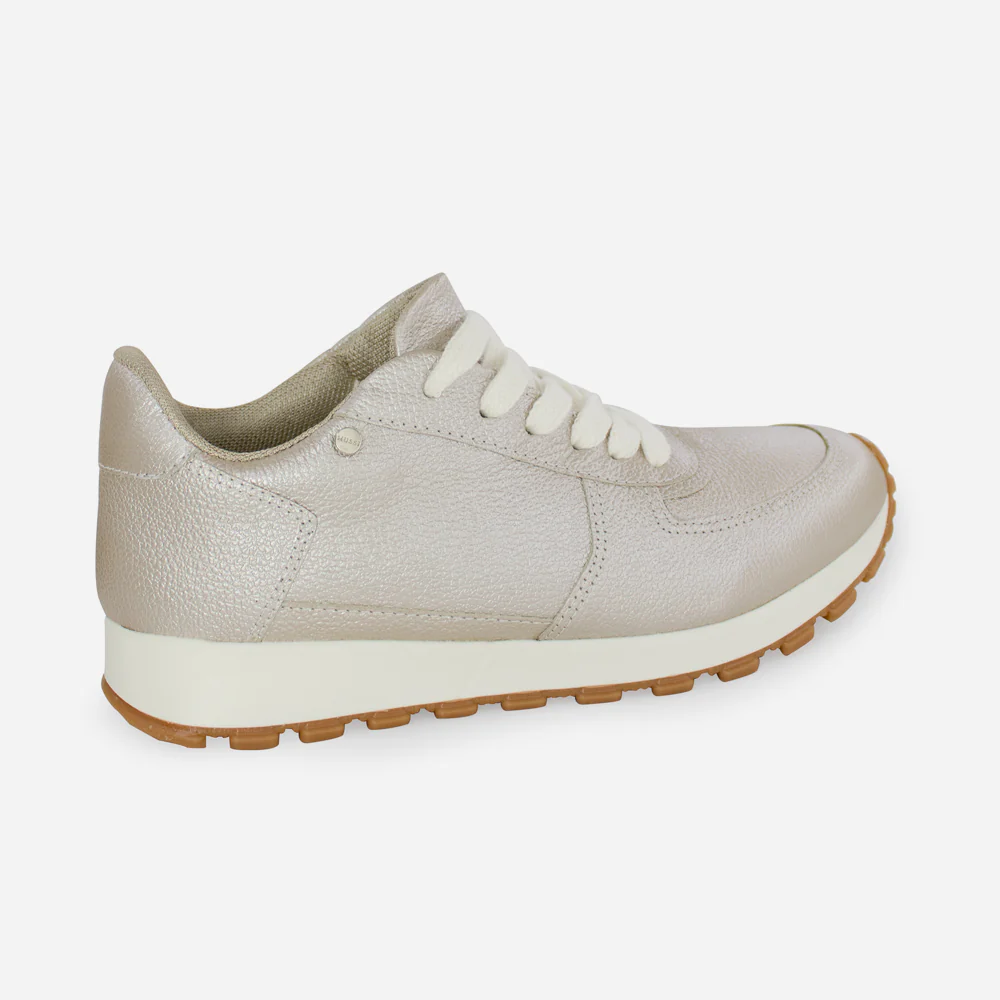 Tenis Sneakers borba de cuero para mujer - Champaña - Image 3
