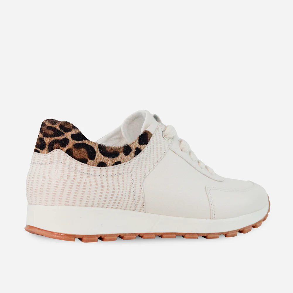 Tenis Sneakers bromelias de cuero para mujer - Hueso - Image 3