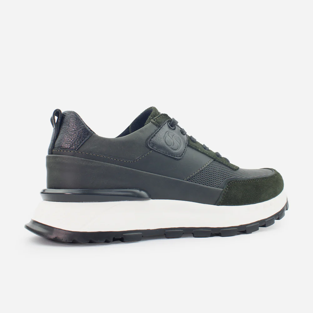 Tenis Sneakers corinna de cuero carnaza para hombre - Negro - Image 3