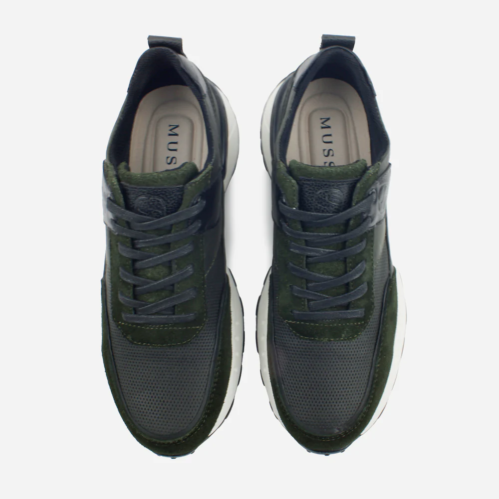 Tenis Sneakers corinna de cuero carnaza para hombre - Negro - Image 4