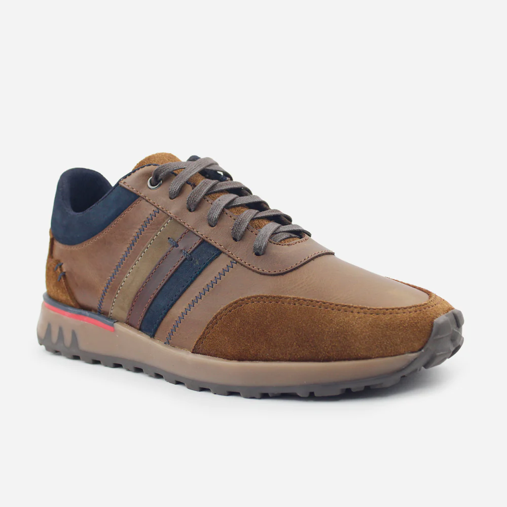 Tenis Sneakers dominic de cuero carnaza para hombre - Miel - Image 2