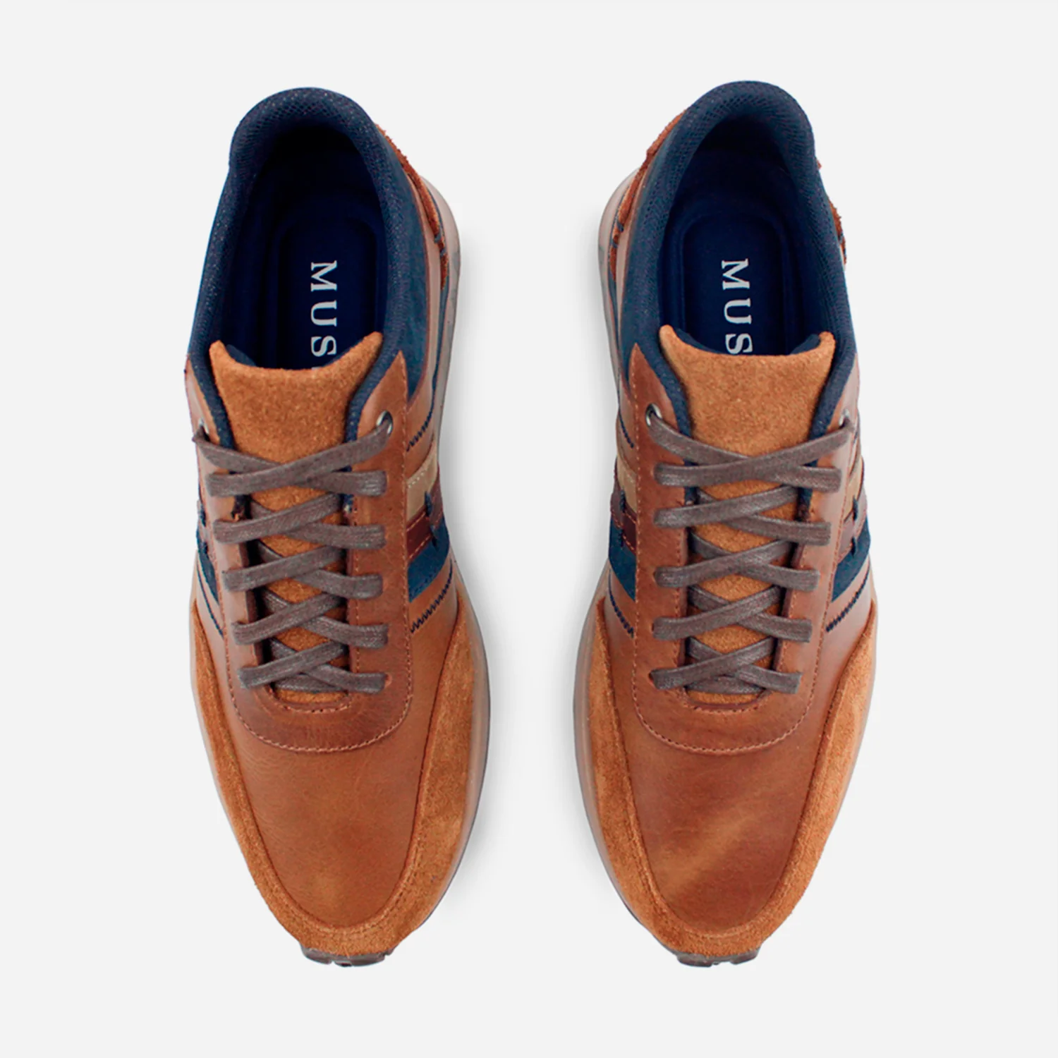 Tenis Sneakers dominic de cuero carnaza para hombre - Miel - Image 4