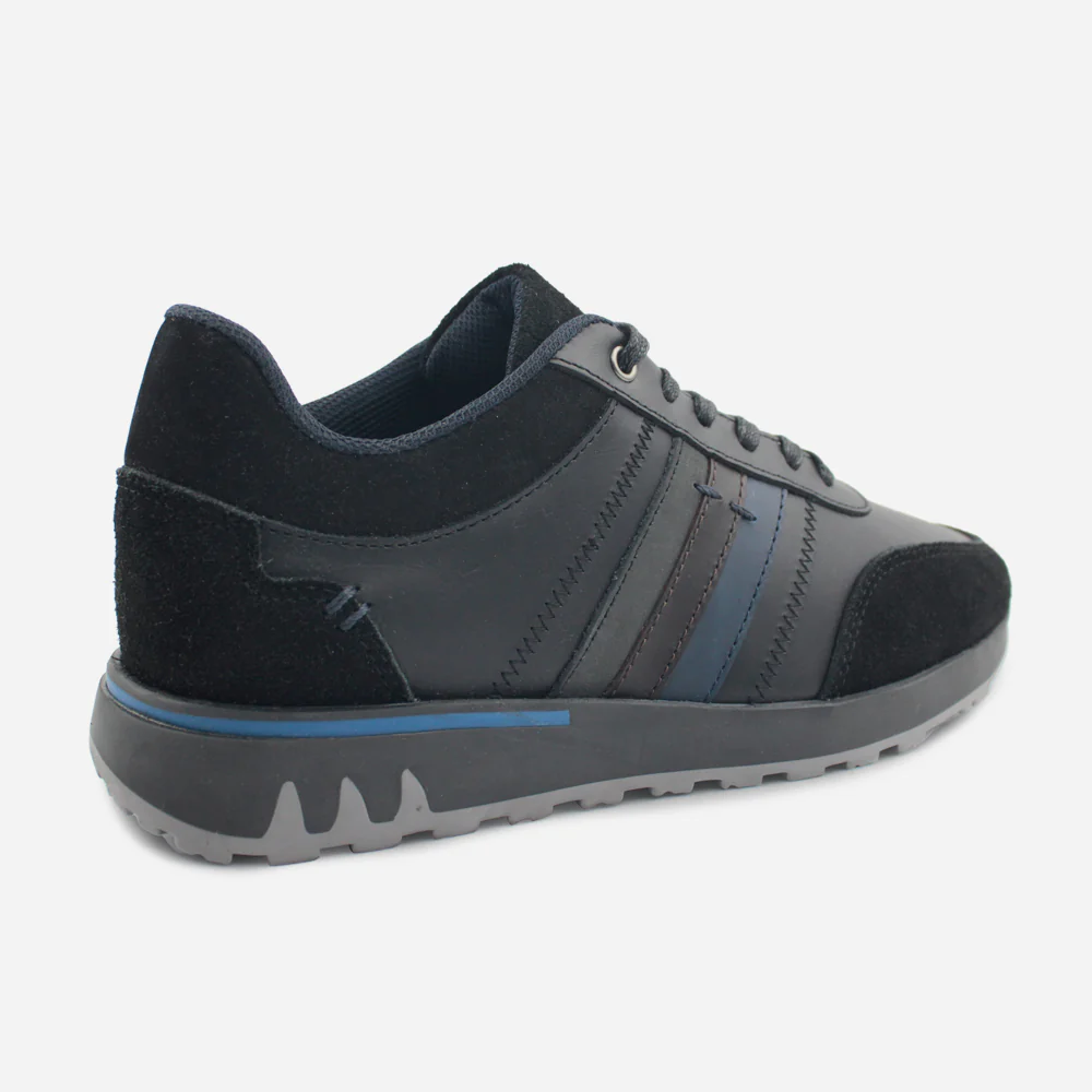 Tenis Sneakers dominic de cuero carnaza para hombre - Negro - Image 3