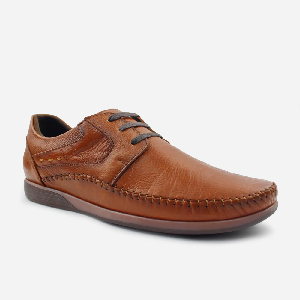 Tenis Sneakers harlod de cuero para hombre - Miel - Image 2