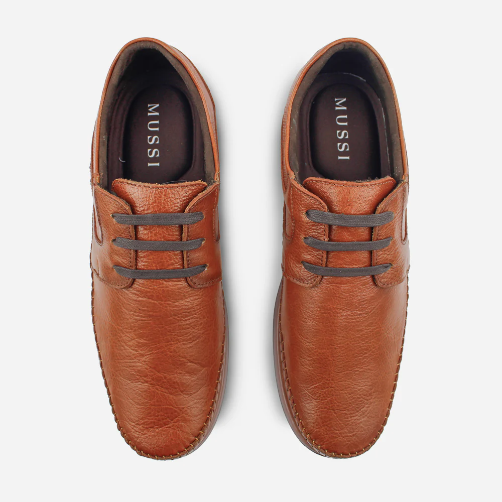 Tenis Sneakers harlod de cuero para hombre - Miel - Image 4