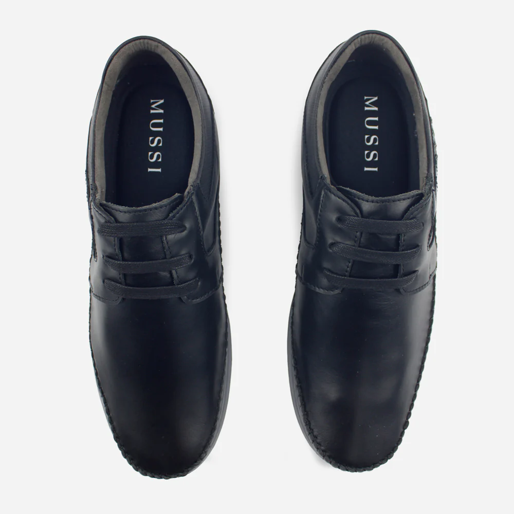 Tenis Sneakers harlod de cuero para hombre - Negro - Image 4