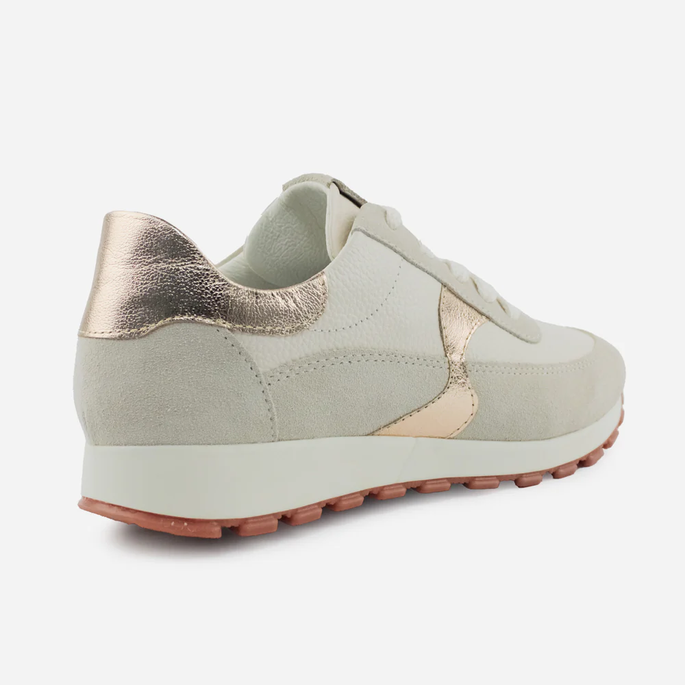 Tenis Sneakers juno de cuero carnaza para mujer - Hueso - Image 3