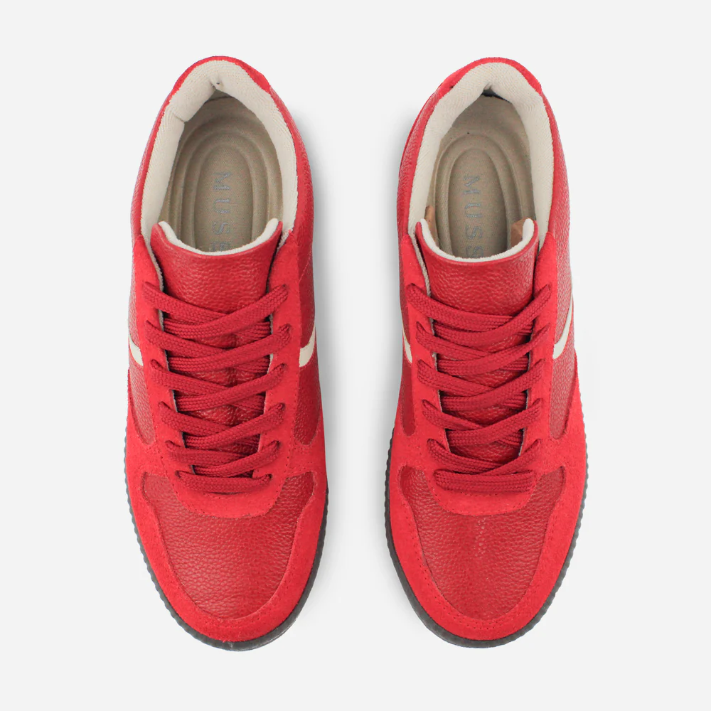 Tenis Sneakers kensy de cuero para mujer - Rojo - Image 4