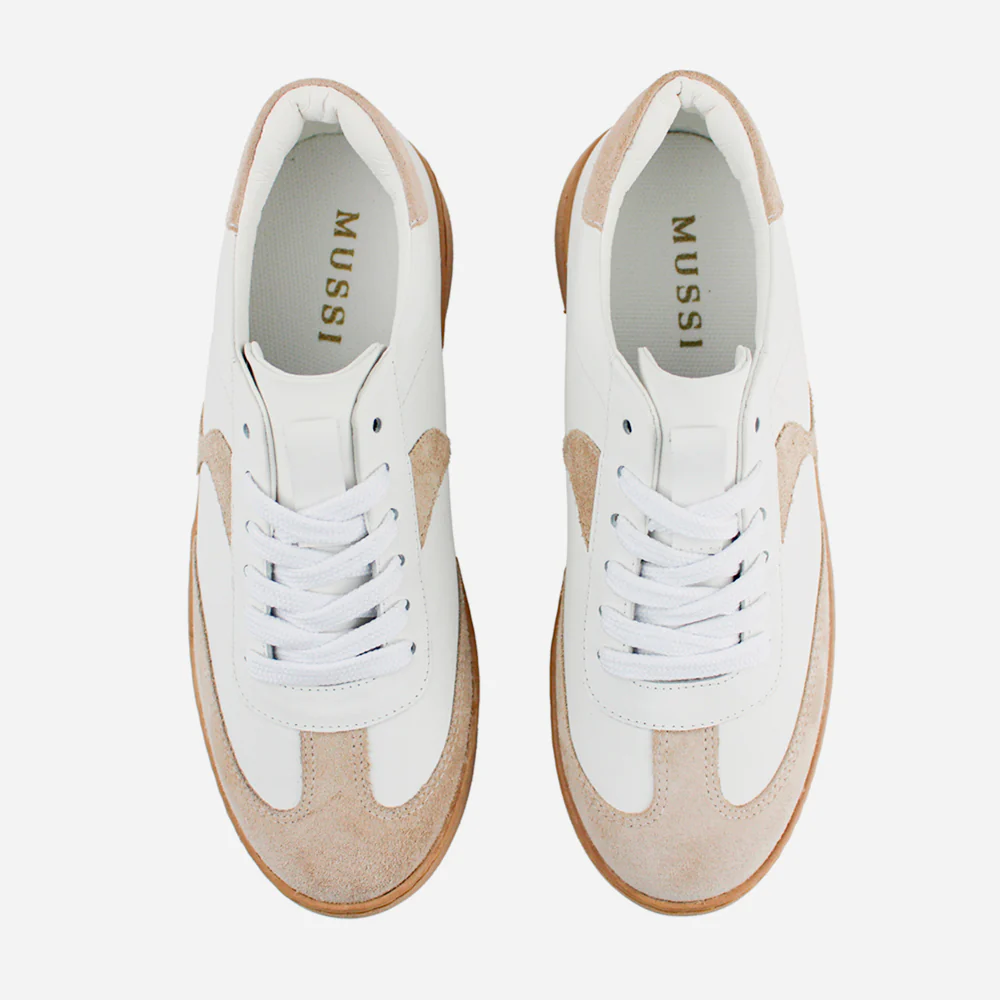 Tenis Sneakers lourdes de cuero para mujer - Hueso - Image 4