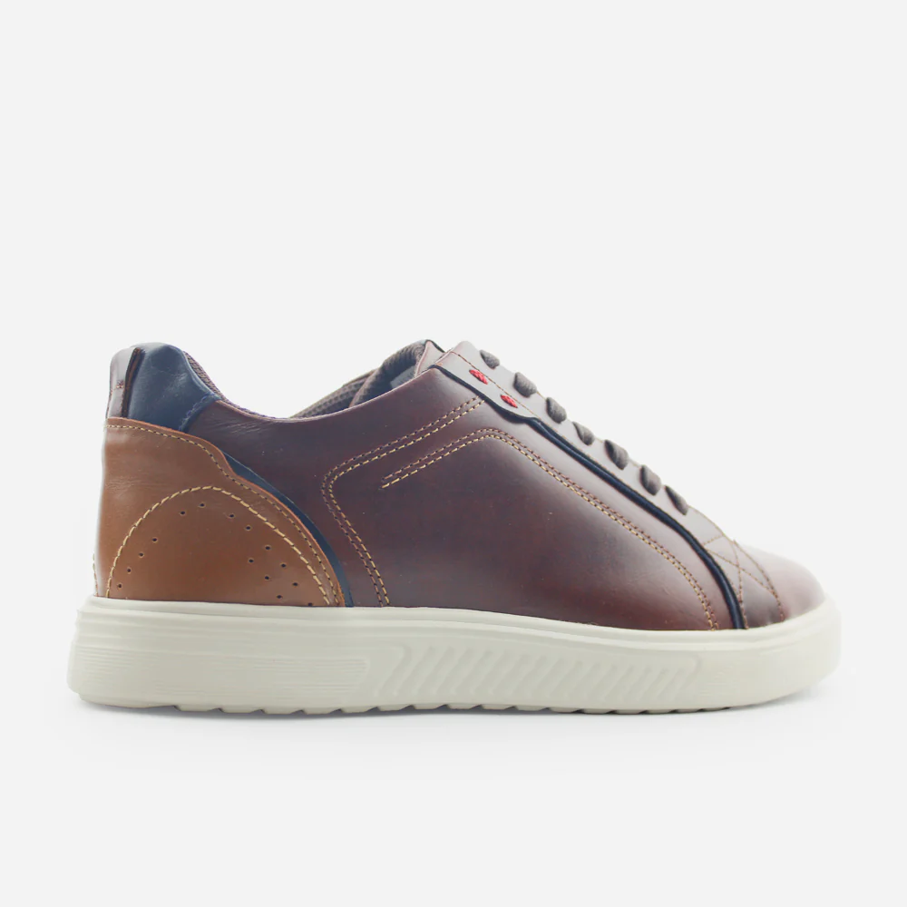 Tenis Sneakers mariel de cuero graso para hombre - Café - Image 3