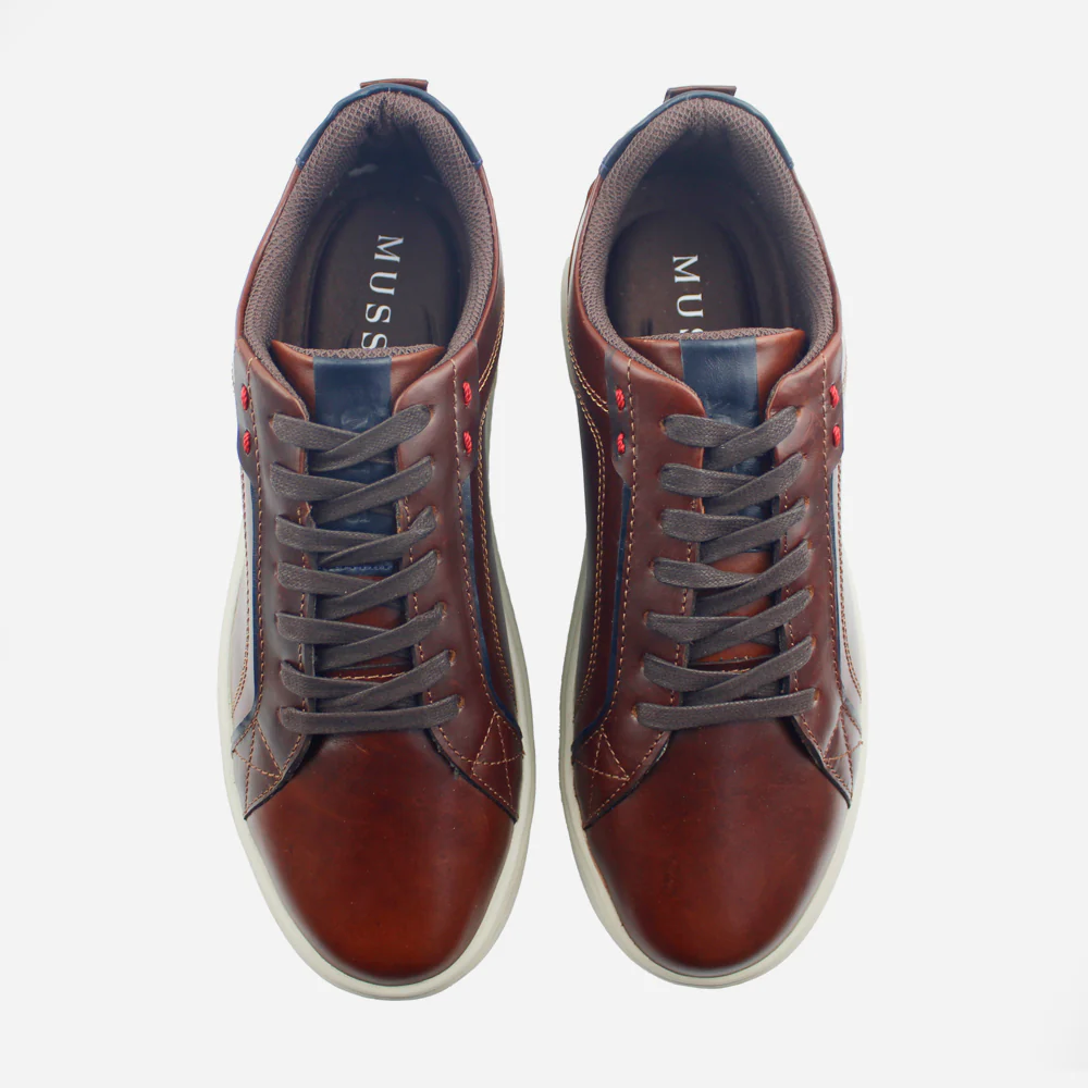 Tenis Sneakers mariel de cuero graso para hombre - Café - Image 4