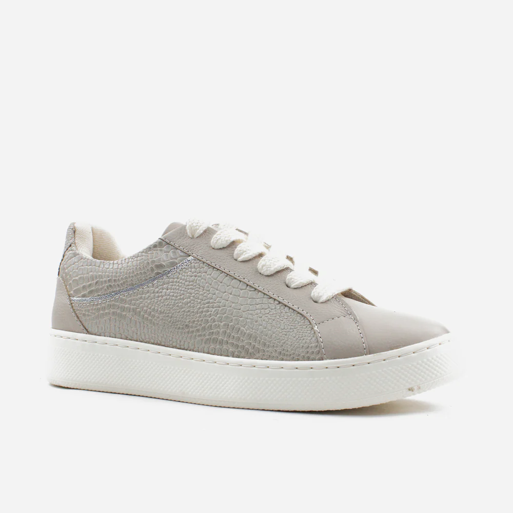 Tenis Sneakers namibia de cuero para mujer - Gris - Image 2