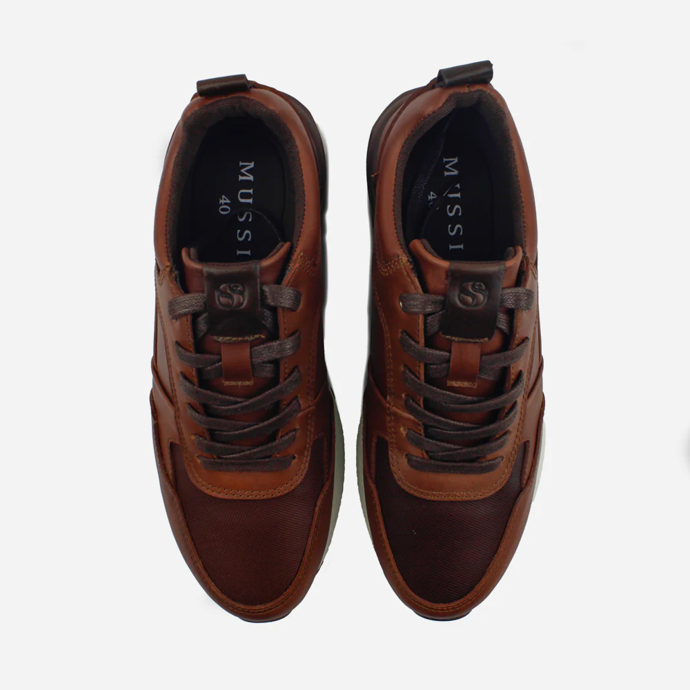 Tenis Sneakers noel de cuero para hombre - Miel - Image 4