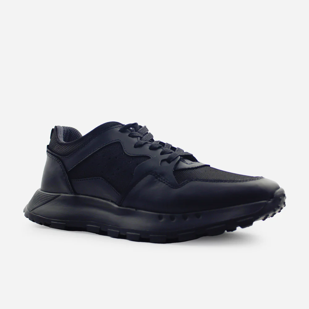 Tenis Sneakers ronoa de cuero para hombre - Negro - Image 2