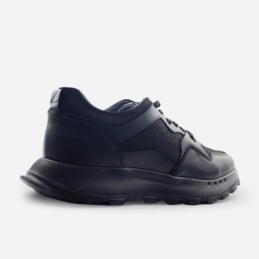 Tenis Sneakers ronoa de cuero para hombre - Negro - Image 3