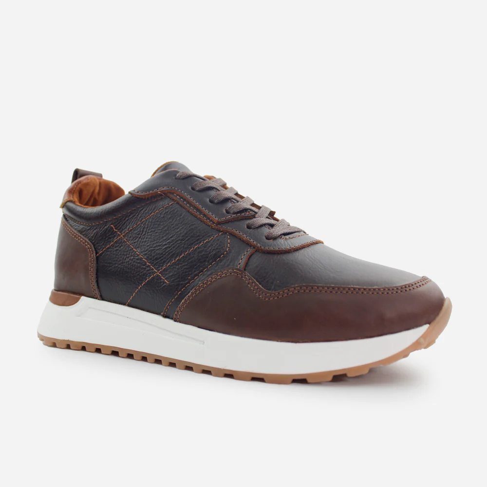Tenis Sneakers sarita de cuero para hombre - Brandy - Image 2