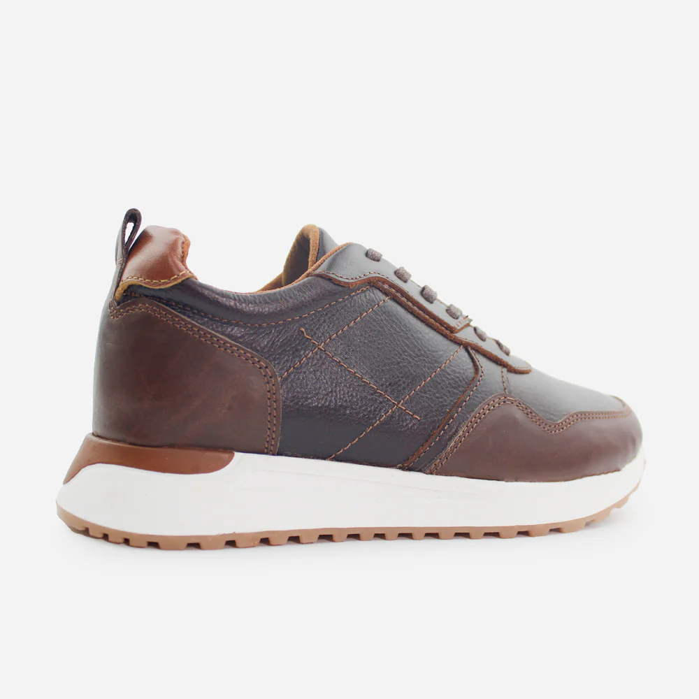 Tenis Sneakers sarita de cuero para hombre - Brandy - Image 3