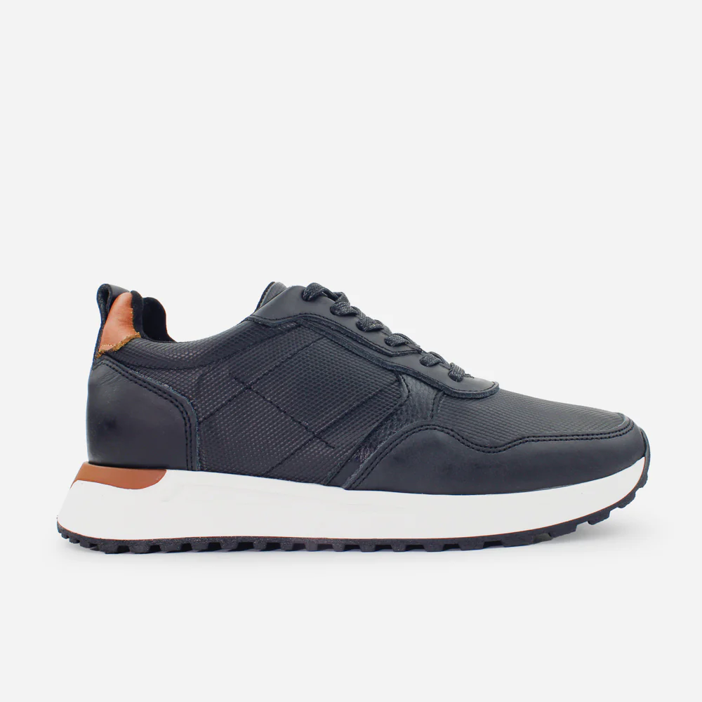 Tenis Sneakers sarita de cuero para hombre - Negro