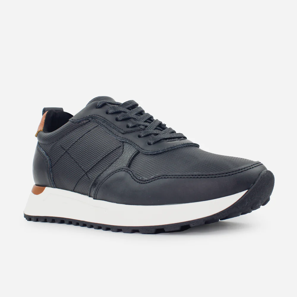 Tenis Sneakers sarita de cuero para hombre - Negro - Image 2