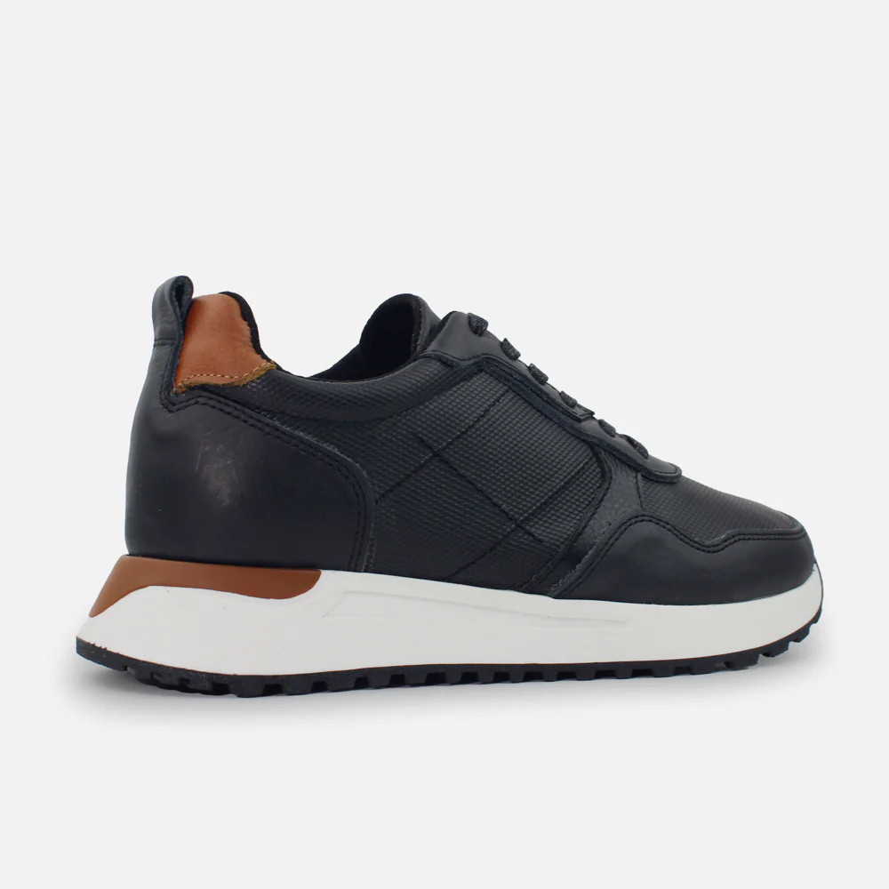 Tenis Sneakers sarita de cuero para hombre - Negro - Image 3