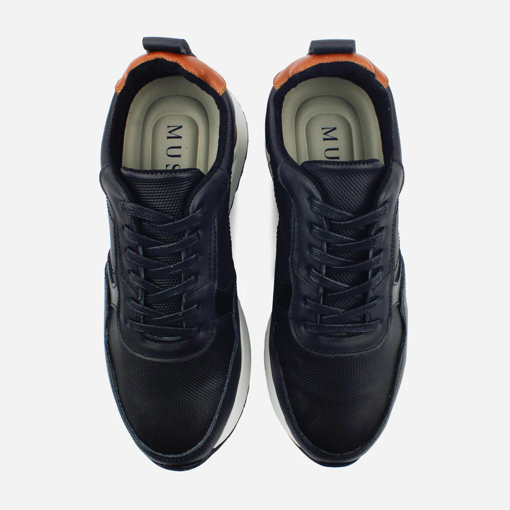 Tenis Sneakers sarita de cuero para hombre - Negro - Image 4