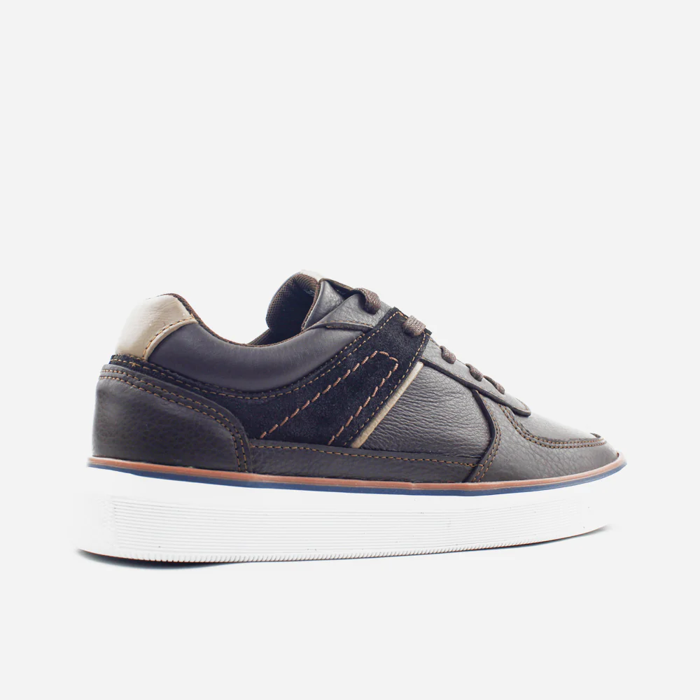 Tenis Sneakers tor de cuero para hombre - Café - Image 3